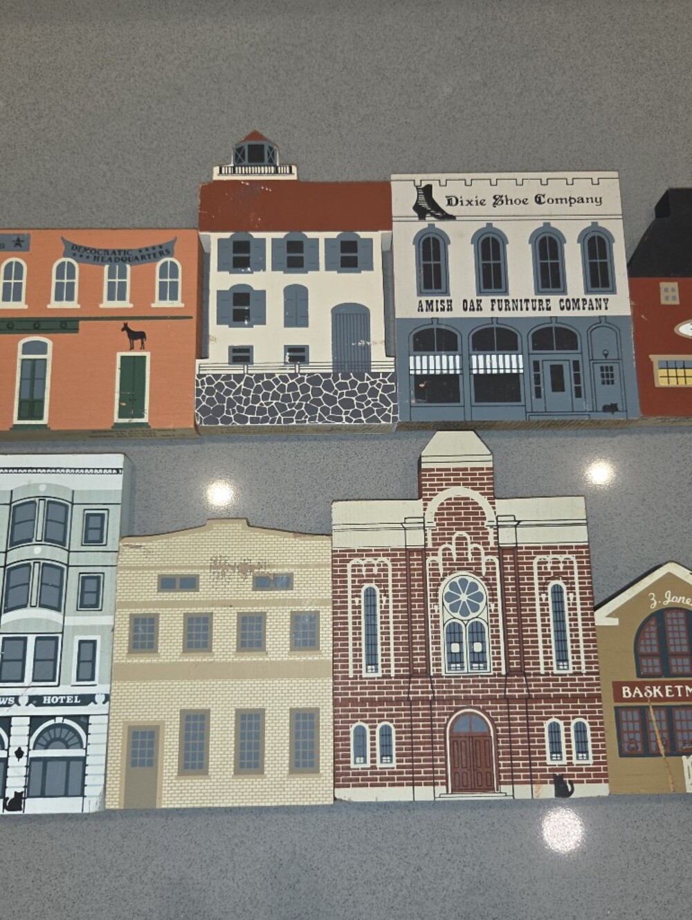 The Cat's  Meow Lot Of 8 Wooden Houses